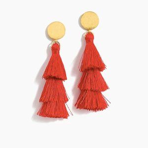 J. Crew Tiered Tassel Earrings in Fiery Sunset